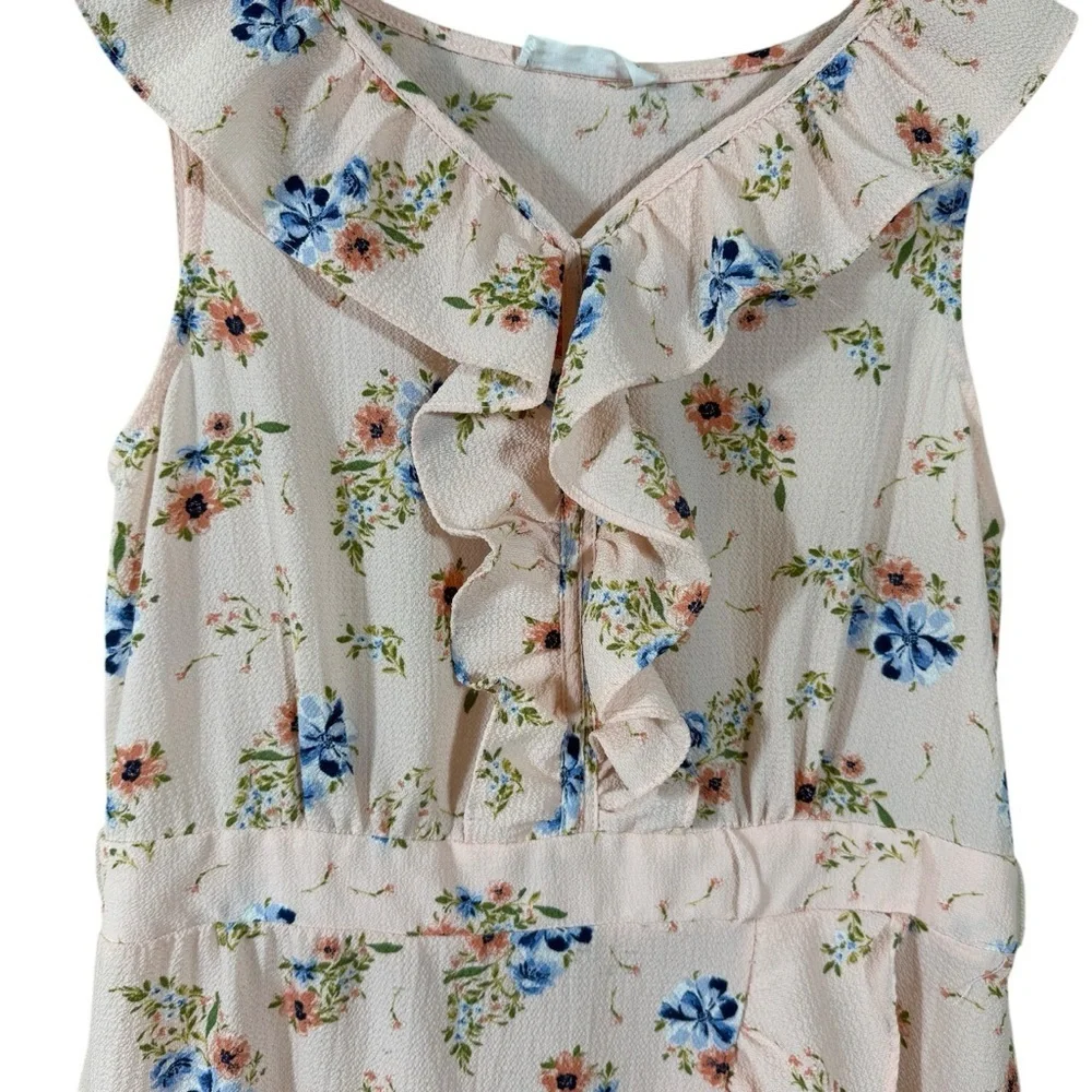 Knit Works Pink Floral Ruffled Boho Dress Girls XL 16
